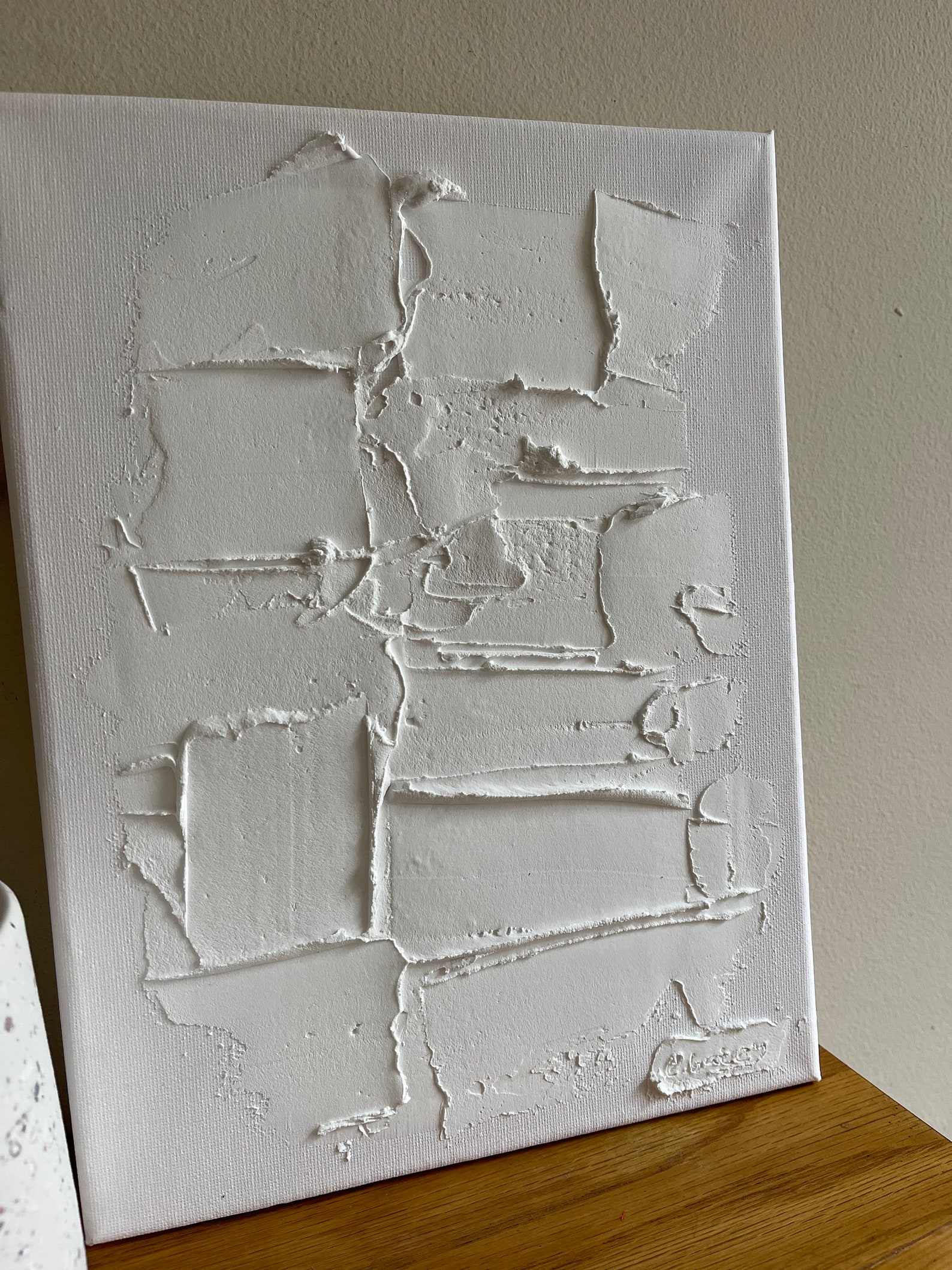 Framed White Texture Painting / Wall Hanging Etsy