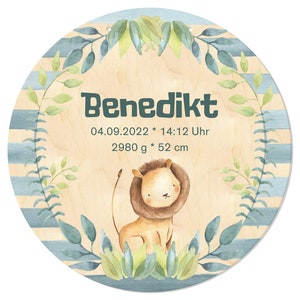 Geburtstafel Dschungel Löwe - Personalisierte Babytafel, Geburtsschild mit Datum, Babyzimmer Wanddekoration, Geschenk zur Geburt
