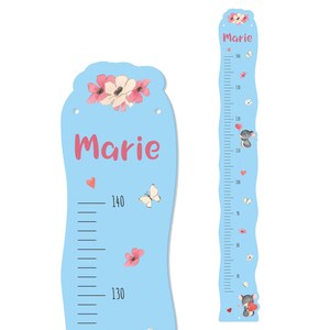 Vareta medidora de madeira personalizada - mouse, presente de bebê - nome desejado, 15 x 100 cm para quarto de criança, nascimento e batismo