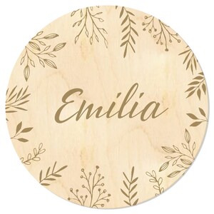 Placa de Nascimento - Placa de nome personalizada feita de madeira natural e design elegante como decoração de casa e presente perfeito