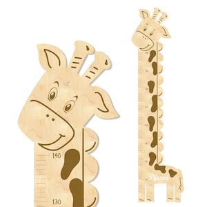 Gráfico de altura de madeira "Girafa", personalizado com o nome desejado, aprox. 35 x 100 cm, presente de nascimento para bebê, berçário, bebê, batizado