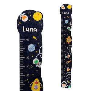 Vareta de medição de madeira 'Space' - Vareta de medição personalizada com nome, presente de bebê, nascimento, batismo, quarto infantil, decoração de espaço
