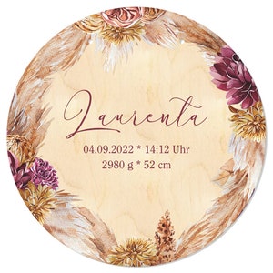 Pampasgras geboortebord | Gepersonaliseerde babycadeau | Prachtige wanddecoratie voor een geboorte, uniek souvenir