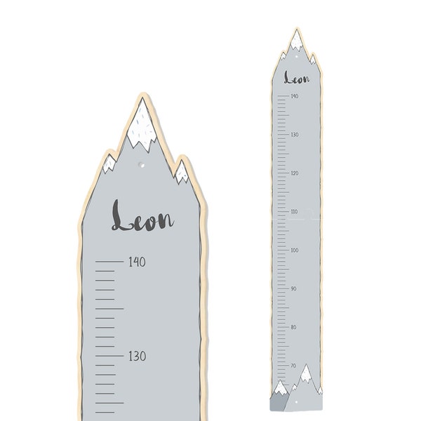 Personalisierte Kinder Messlatte 'Zugspitze' mit Namen, Buchenholz 15 x 100 cm