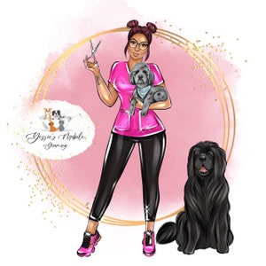 Pet Groomer Logo Design,Pet Breeder Logo,Horse Treating Logo,Dog Walker logo,Family Logo with Pet,Pet Logo,Cartoon logo,Digital Portrait