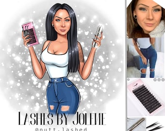 Lash artist logo for business,Digital portrait,Cartoon logo from photo,Portrait logo,Caricature logo,Business logo,Avatar logo,Custom logo
