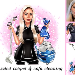 Cleaning Business Logo,House chores Logo,Cartoon Logo Design,Office Cleaner Logo,Housekeeper Logo,Avatar Logo,Maid Service,Digital Logo