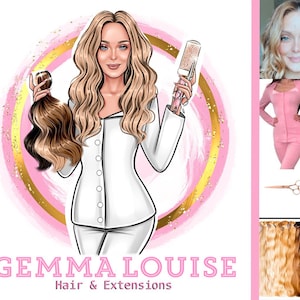 Hairdresser Cartoon logo,Hair stylist logo from photo,Custom cartoon logo,Caricature logo,Digital portrait logo,Avatar logo, custom business