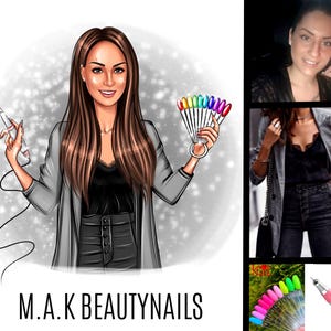 Nail artist logo,Nail Designer Cartoon logo,Nail tech logo design,Custom portrait for business,Nail salon logo,Cartoon logo,Avatar logo