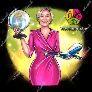 Travel Agent Logo,Custom Cartoon logo,Digital portrait Logo,Hand draw logo,Caricature logo,Business logo,Avatar logo,Custom portrait Logo