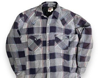 Youngbloods Authentic Western Vintage Pearl Snap Insulated Flannel Shirt Size M