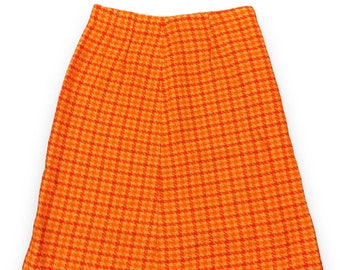 70s Orange Houndstooth Skirt