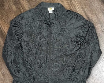 Black Embroidery & Beaded Jacket By Sandy Starkman Size S