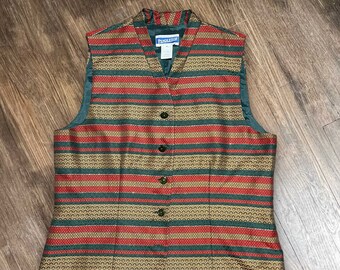 Pendleton Striped Vest Vintage 90s Size 8