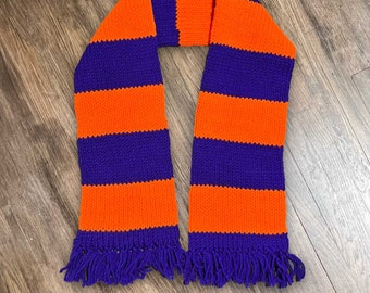 Handmade Scarf Purple And Orange Knit