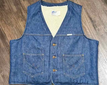 Wrangler No Fault Denim Fleece Lined Vest Size XL