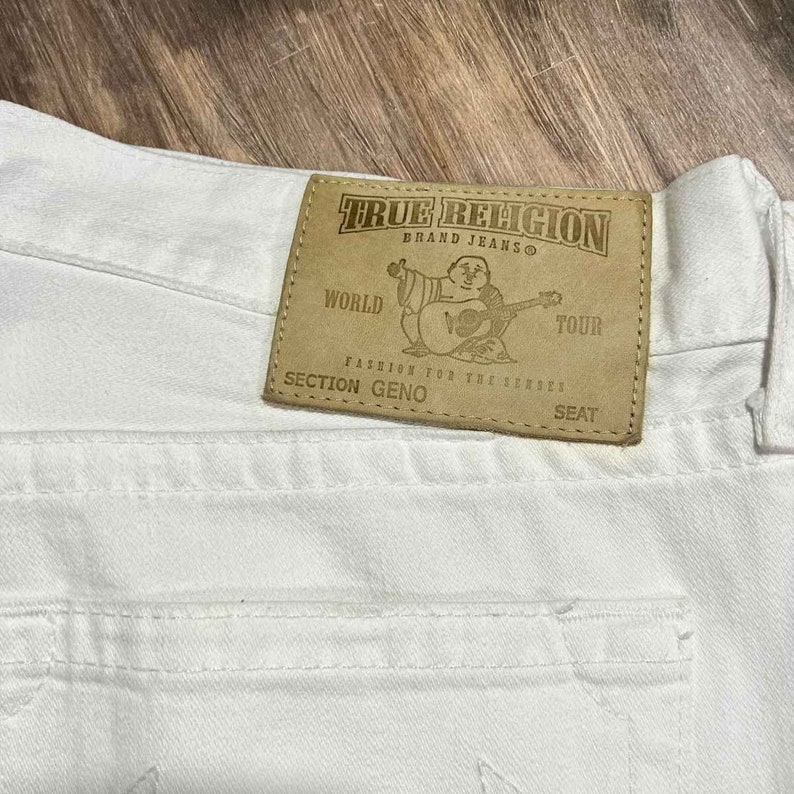 White Denim Jeans Geno Originals by True Religion Size 38x33 image 7