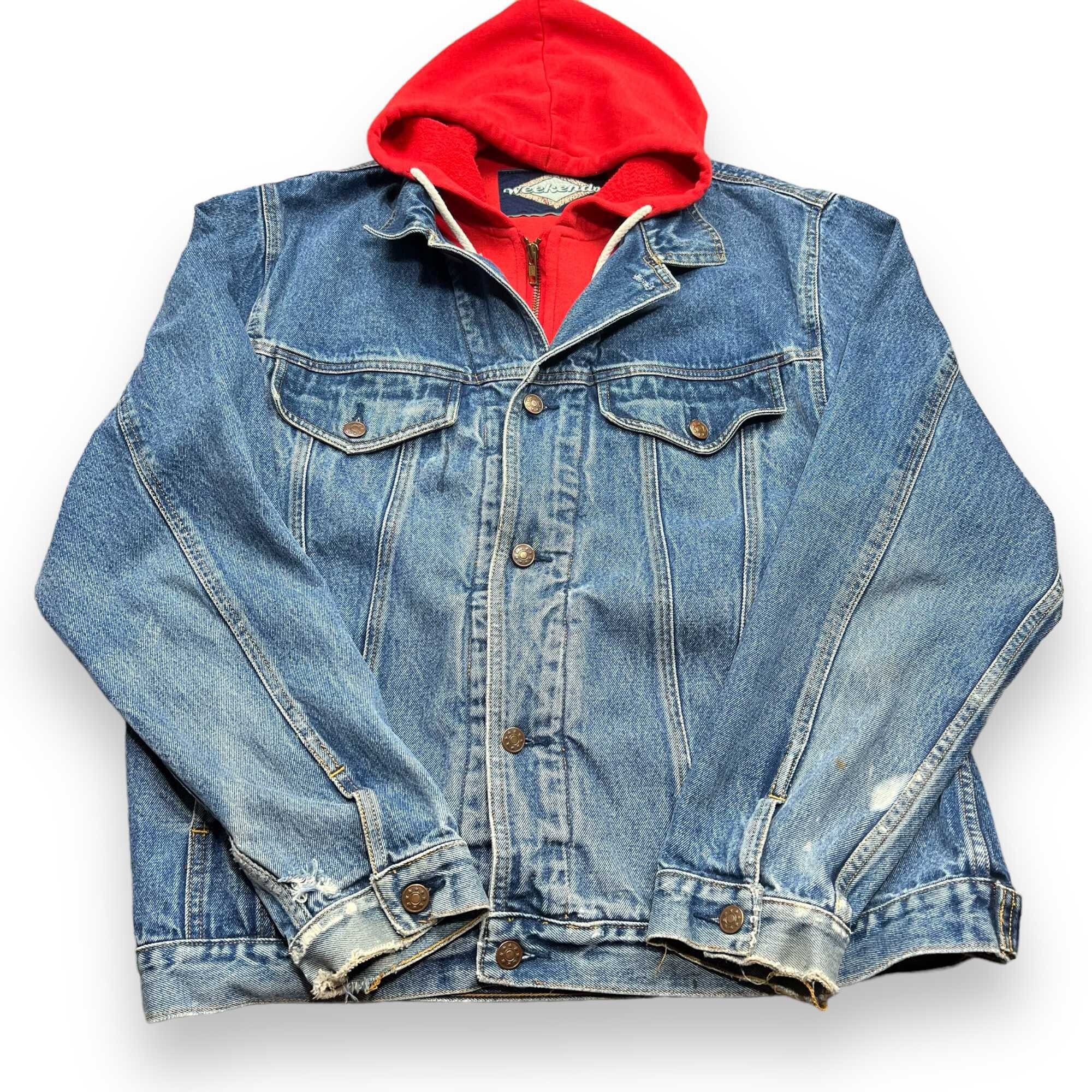 Denim Jacket W Built in Hoodie by Weekends Etsy