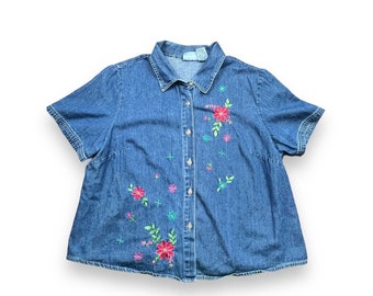Embroidered Chambray S/S Shirt Studio Ease Size 22