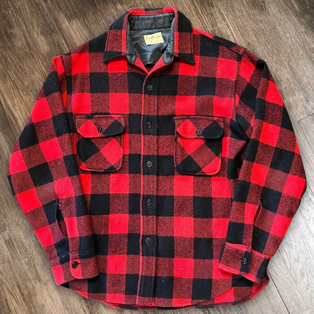 Fox Knapp Buffalo Plaid Vintage Wool Jacket Size M Etsy