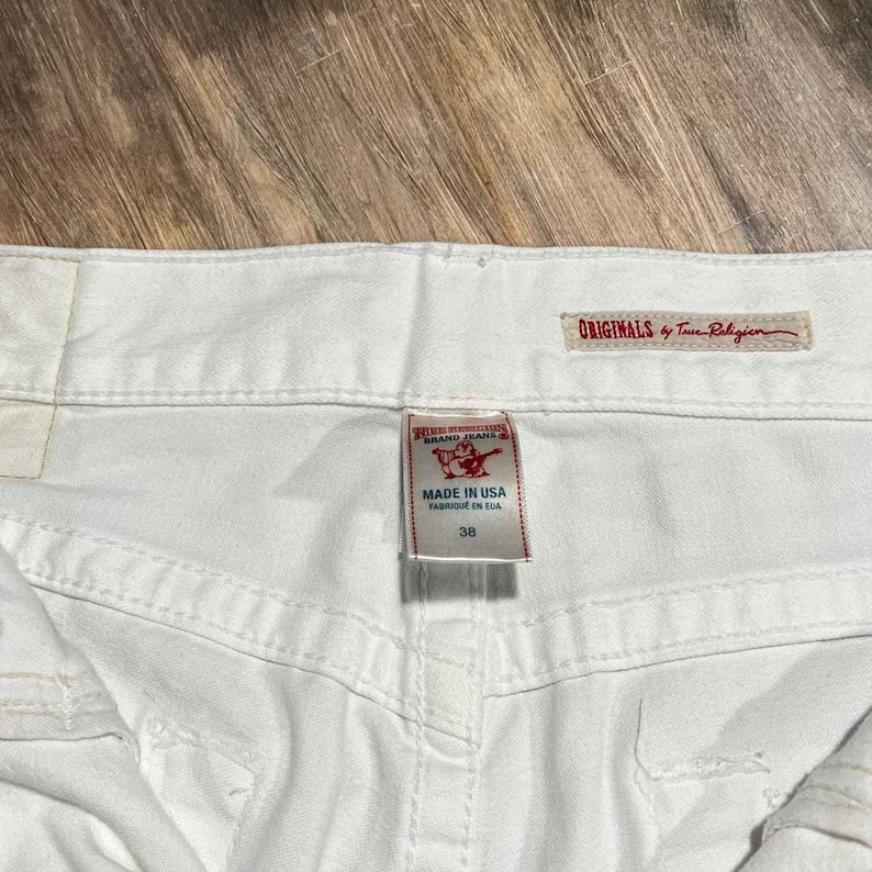 White Denim Jeans Geno Originals by True Religion Size 38x33 image 6