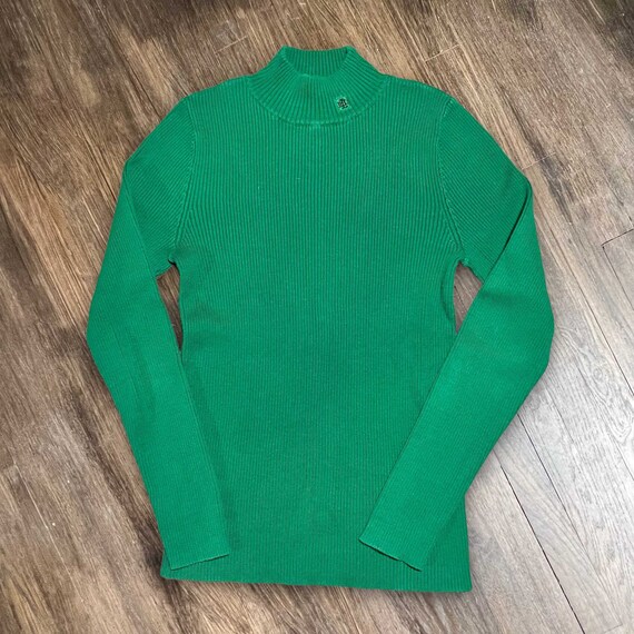 Ralph Lauren Turtleneck Ribbed Green Sweater Size PM - Etsy