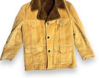 Veste style western vintage en velours côtelé pour hommes avec doublure en polaire, taille 40