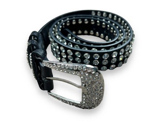 Black Bling Y2K Studded Belt