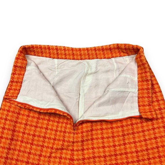 70s Orange Houndstooth Skirt - image 7