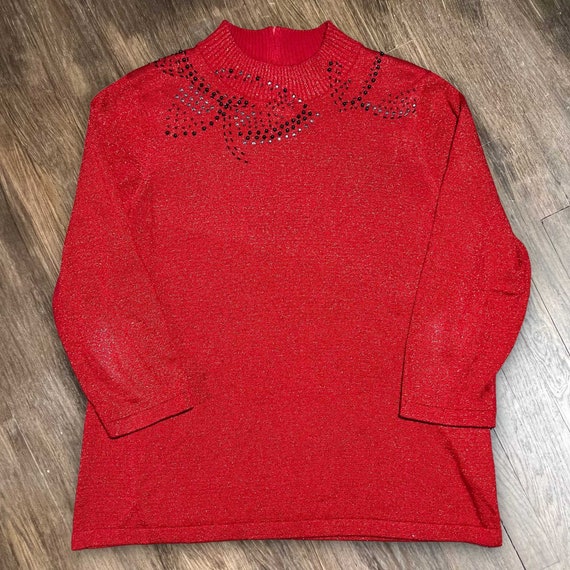 Tan Jay Y2K Sparkle Sweater Size M - image 1