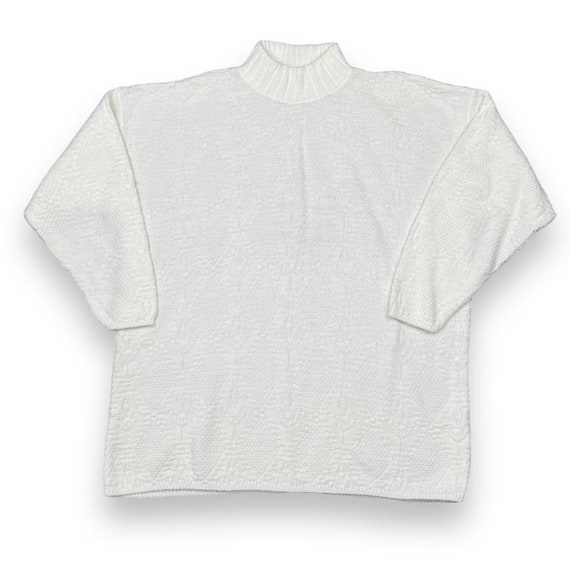 White Mock Tee 80s Pullover Sweater
