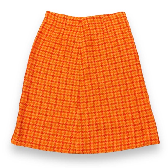 70s Orange Houndstooth Skirt - image 1