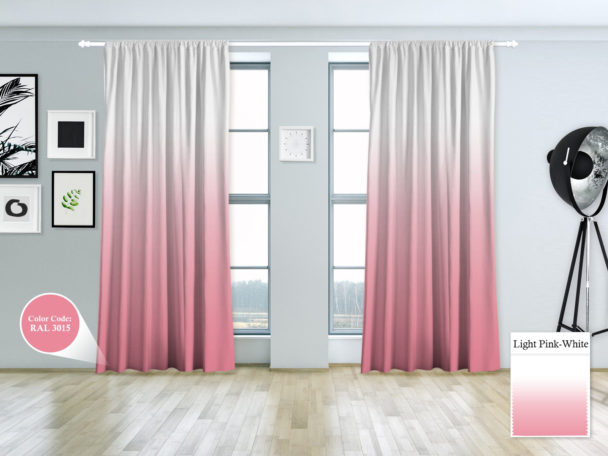 Lİght Pink White Ombre Gardinent Curtain Panel100 Blackout Etsy