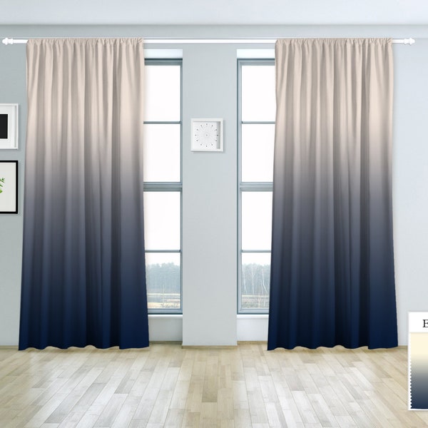 Blue Curtain Panels Etsy