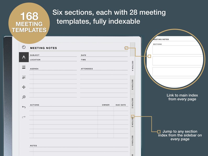 Remarkable Meeting Notes Template Remarkable 2 Template Etsy