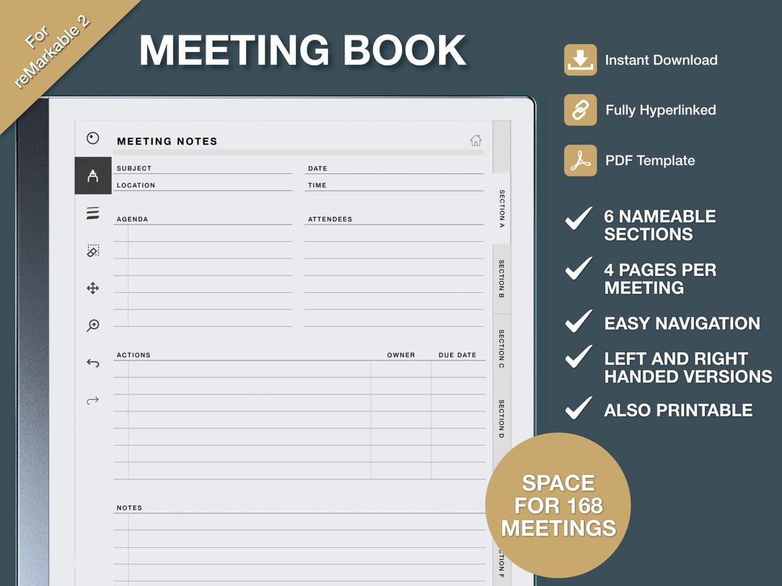 Remarkable Meeting Notes Template Remarkable 2 Template - Etsy