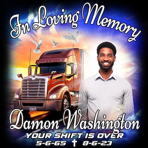 Trucker Background for In Loving memory or Birthday, 4 PNG download files, fonts info in description
