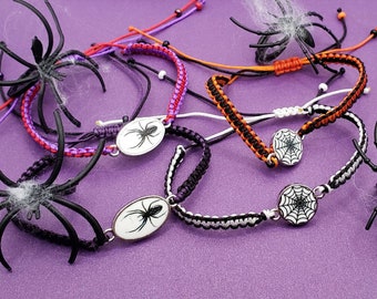 Macrame Spider Bracelet, Adjustable Halloween Jewelry