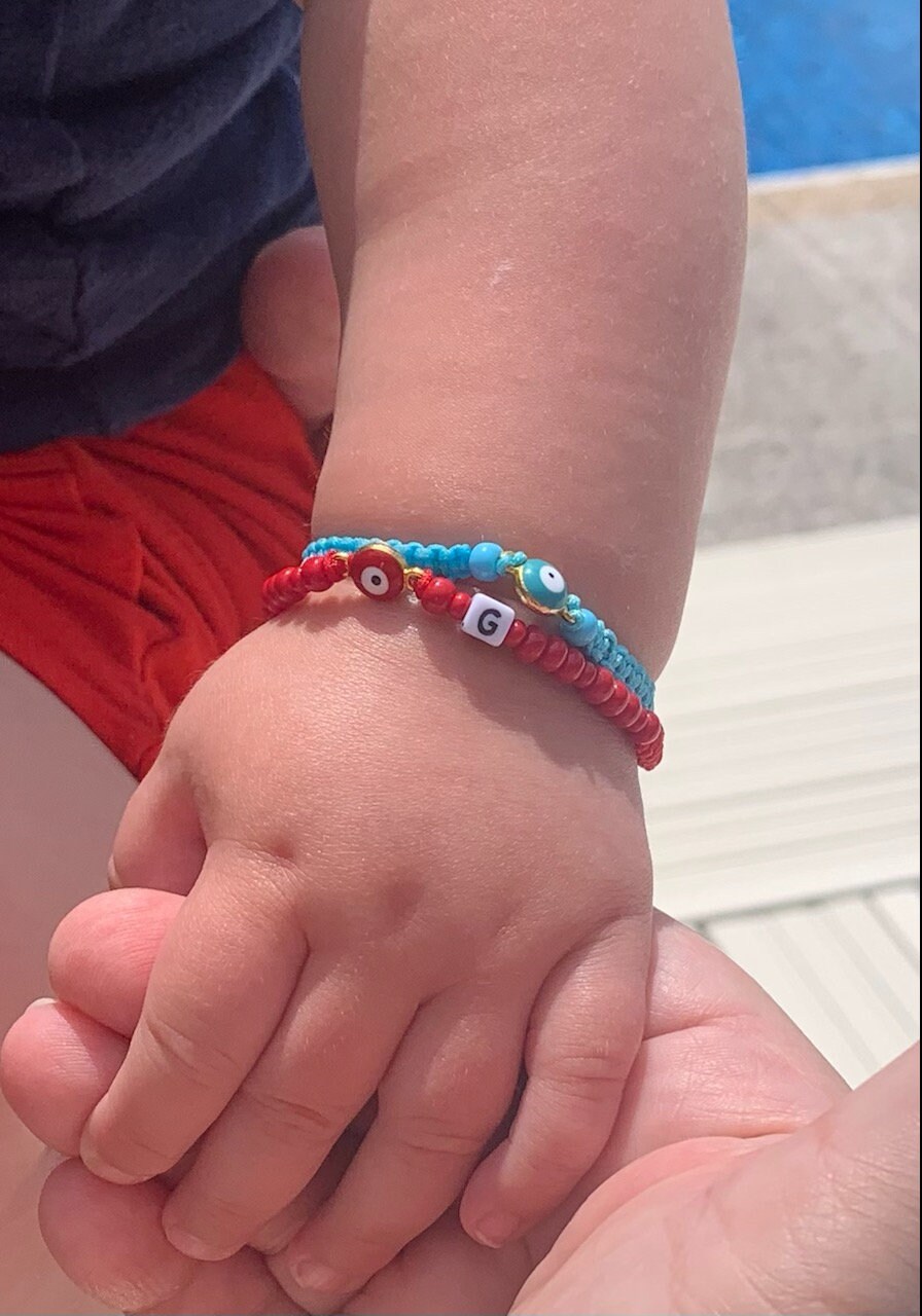 Evil Eye ブレスレット レディース 赤ちゃん 新生児 幼児 キッズ ピンク 保護ブレスレット お守り 小さな女の子 Mommy And Me 幸運 調節可能なストリングブレ