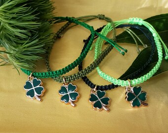 Shamrock Bracelet: Adjustable St Patricks Day Irish Jewelry