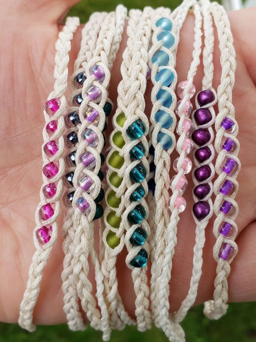 Seed Bead Wish Bracelet, Braided Cotton Friendship Anklet - Etsy