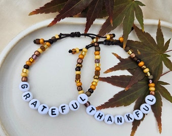 Thanksgiving Beaded Bracelet, Holiday Seed Bead Jewelry, Adjustable