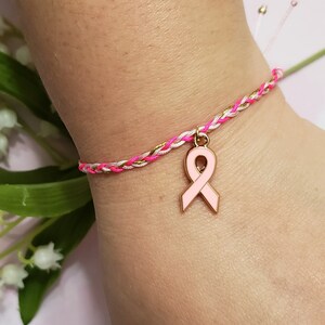 Pink Ribbon Bracelet, Breast Cancer Awareness Bracelet, Breast Cancer Survivor Gift, Save the Boobies, Save the Tatas, Cancer Warrior