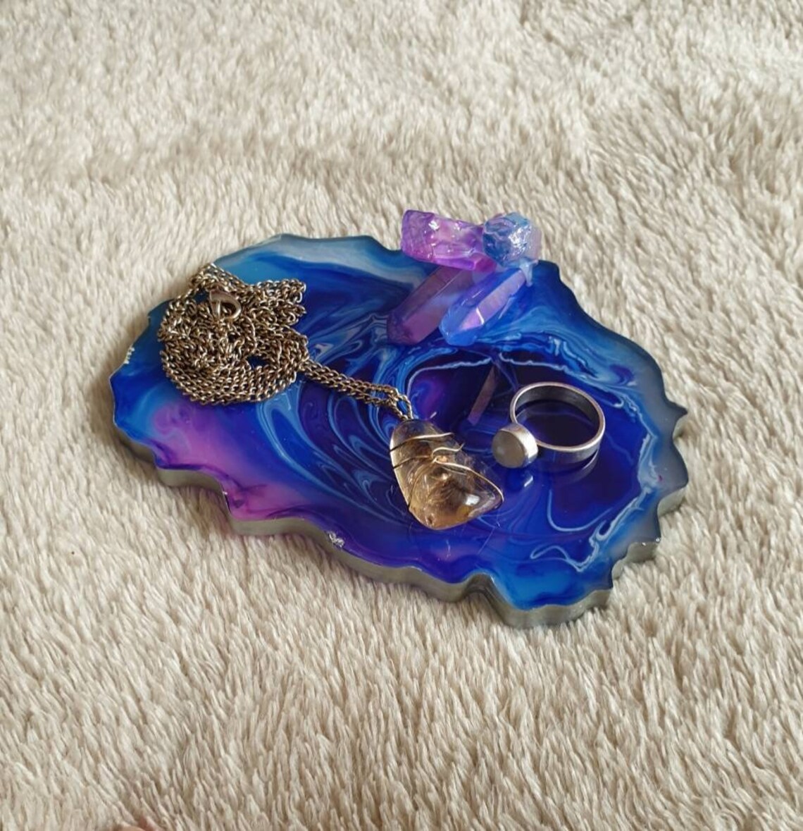 Resin & crystal trinket tray Etsy