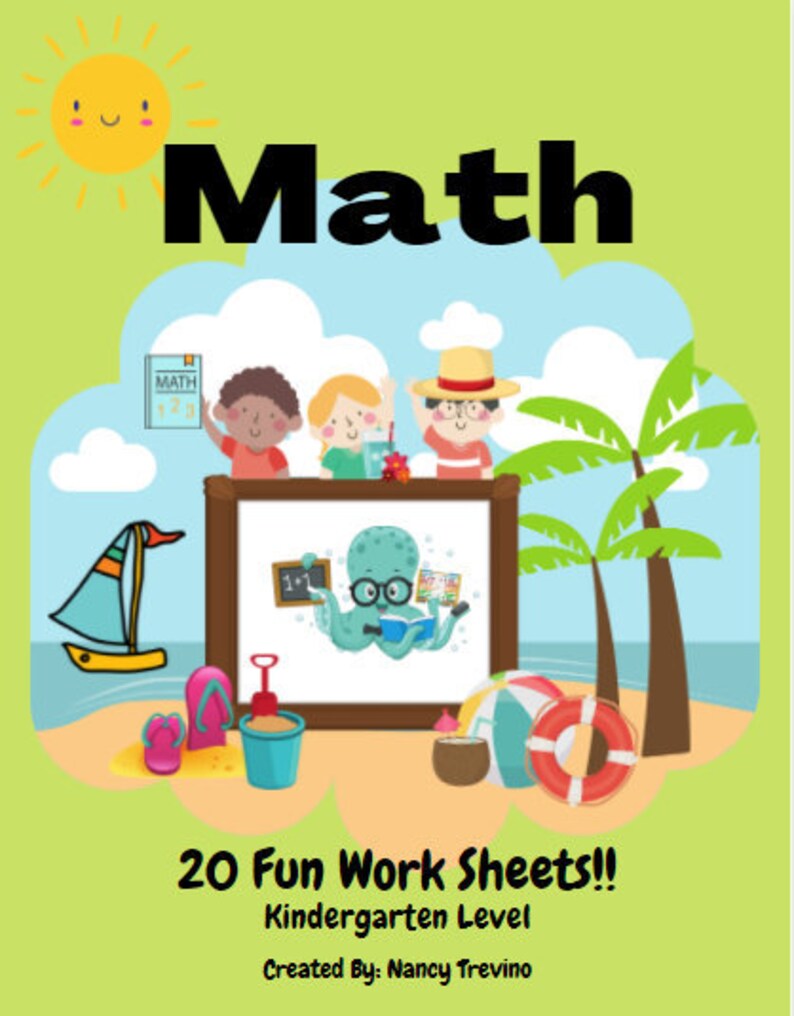 math worksheet kindergarten level etsy