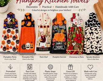 Handmade Hanging Kitchen Towel, Multiple Designs