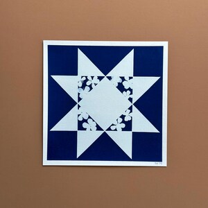 Ribbon Star | 9x9&quot; Cyanotype Print | One of a Kind