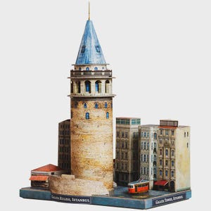 3D-puzzelset Galatatoren – monumentaal model Istanbul – doe-het-zelf kartonnen architectuurset – schaal 1:500 – Turks souvenir – 29 stuks