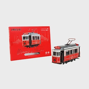 3D-puzzelset rode tram Istanbul – Taksim-tunel nostalgisch trammodel – doe-het-zelf kartonnen souvenir – Turks cadeau-idee – 25 stuks