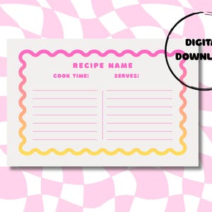 Groovy digital recipe card template